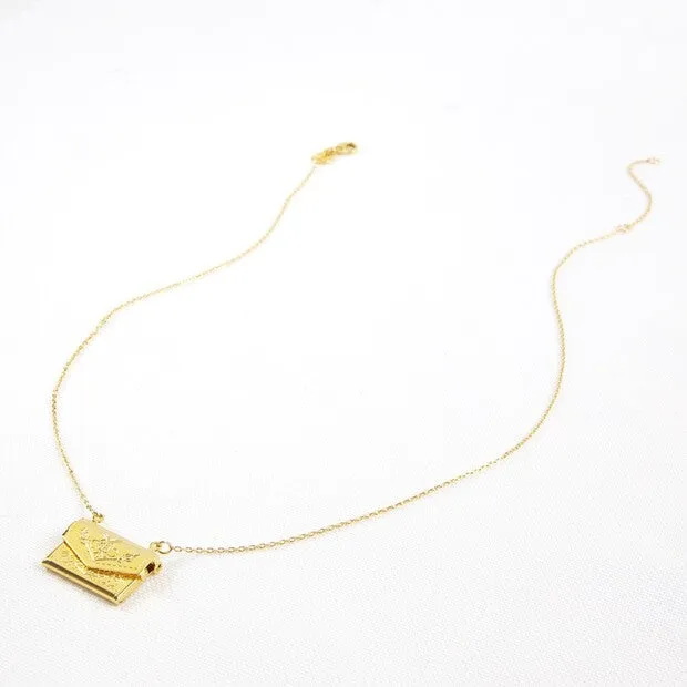 Gold Envelope Locket Necklace