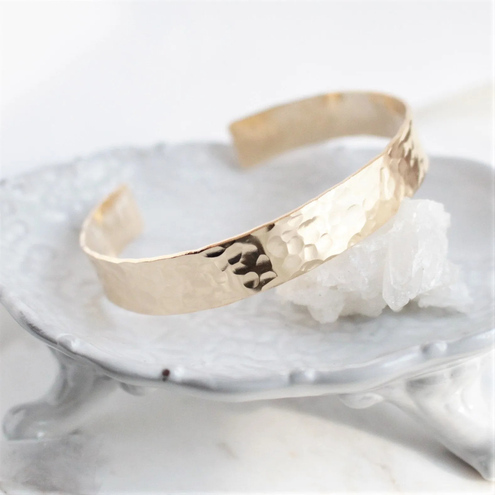 Gold Hammered Bangle Cuff Bracelet