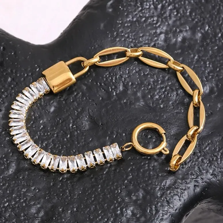 Gold Jewel   Chain Links Bracelet