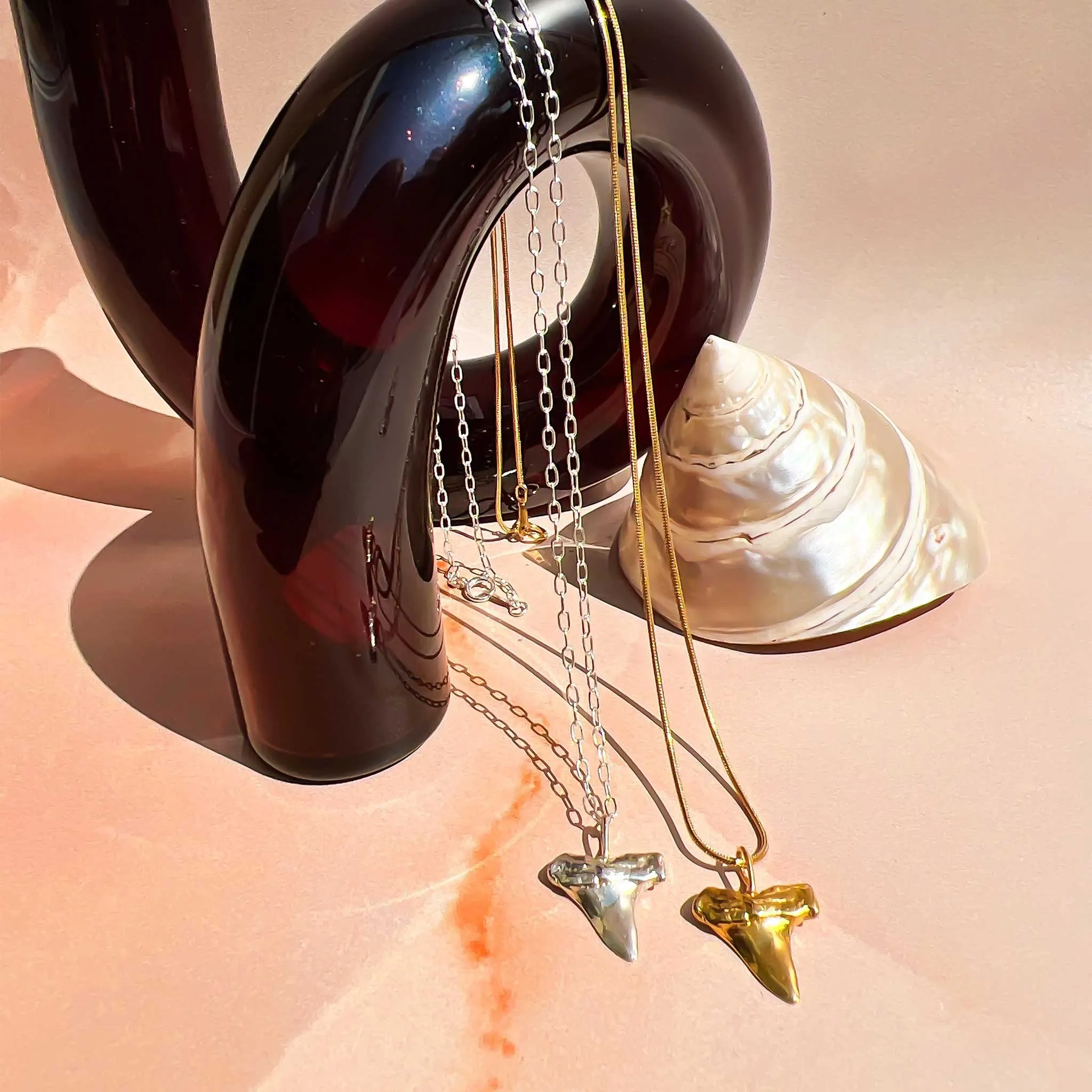 Gold or Silver Shark Tooth Pendant Necklace - Manō | By Lunar James