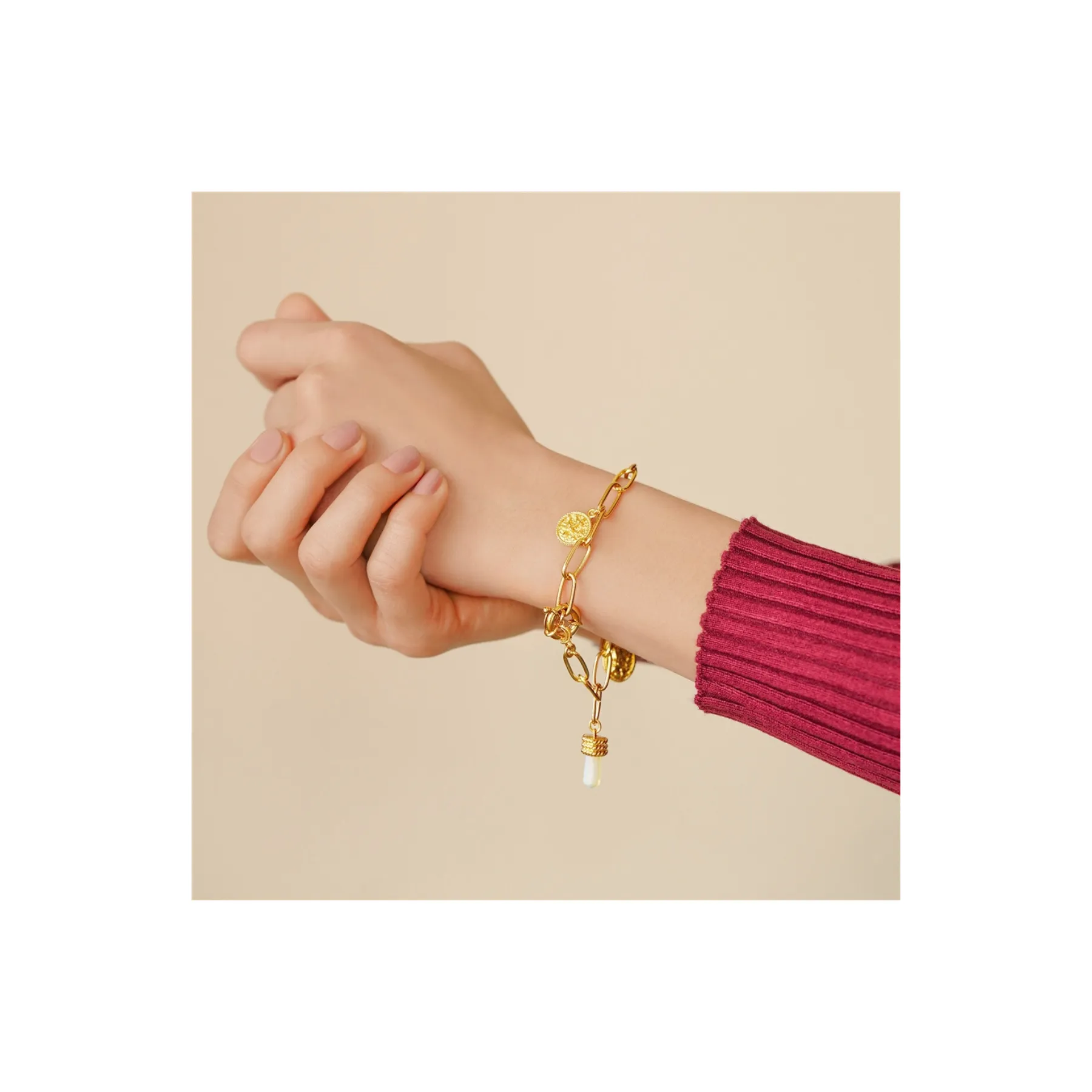 Gold Plated Bracelet with Opalite Charms
