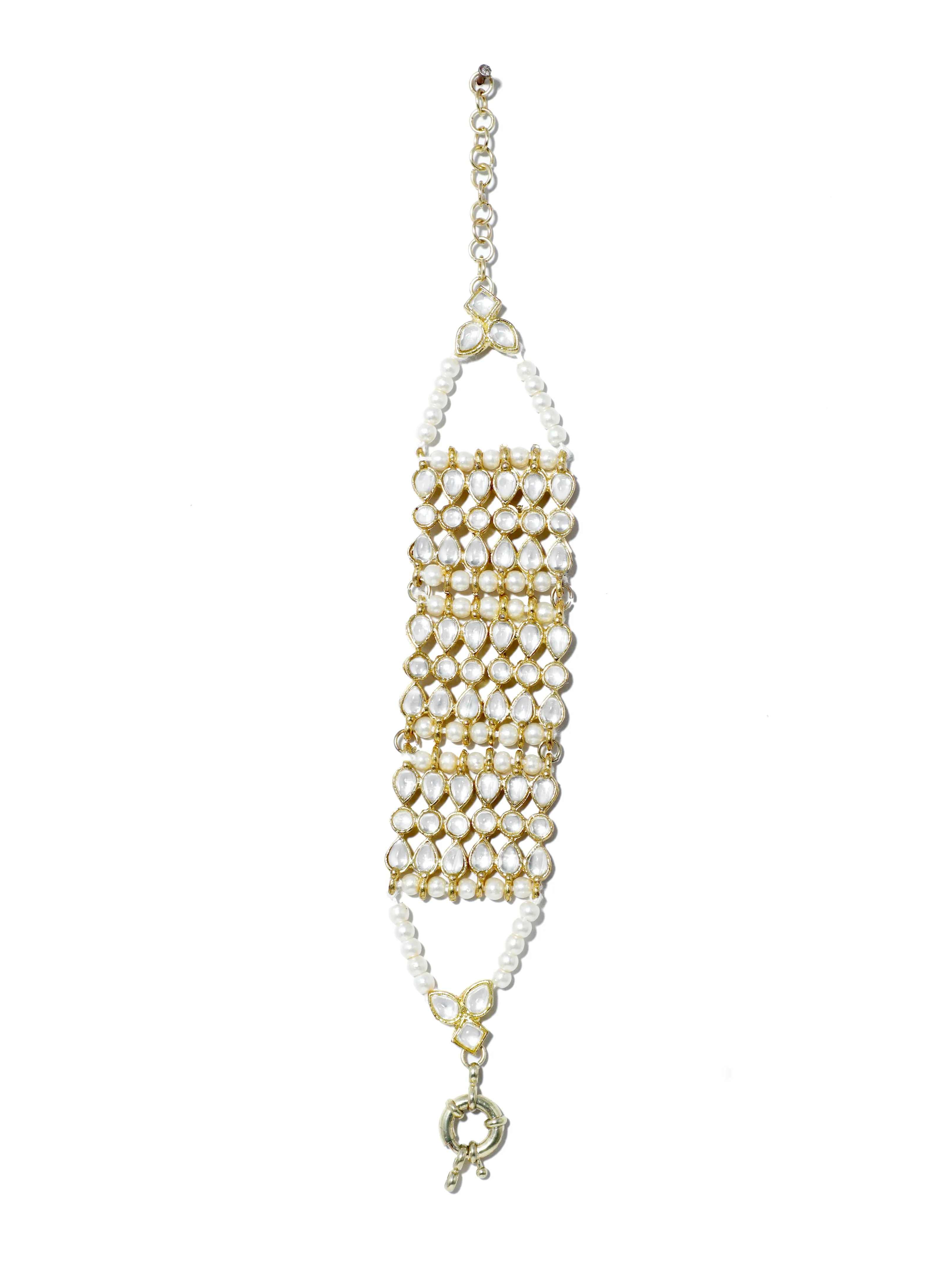 Gold Plated Kundan Studded Handcrafted Bracelet