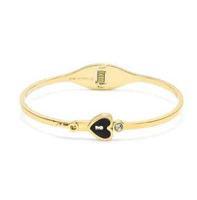 Gold Stainless Steel Cubic Zirconia Heart Bangle Bracelet