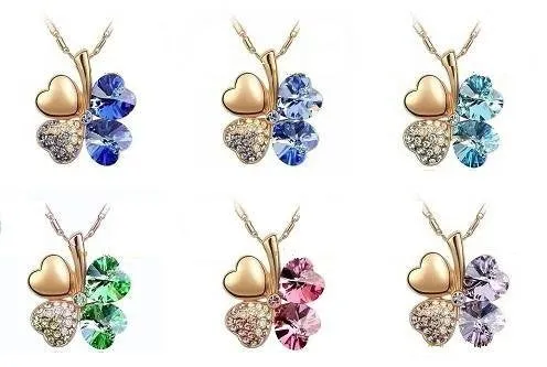 Gold Swarovski Shamrock Necklace