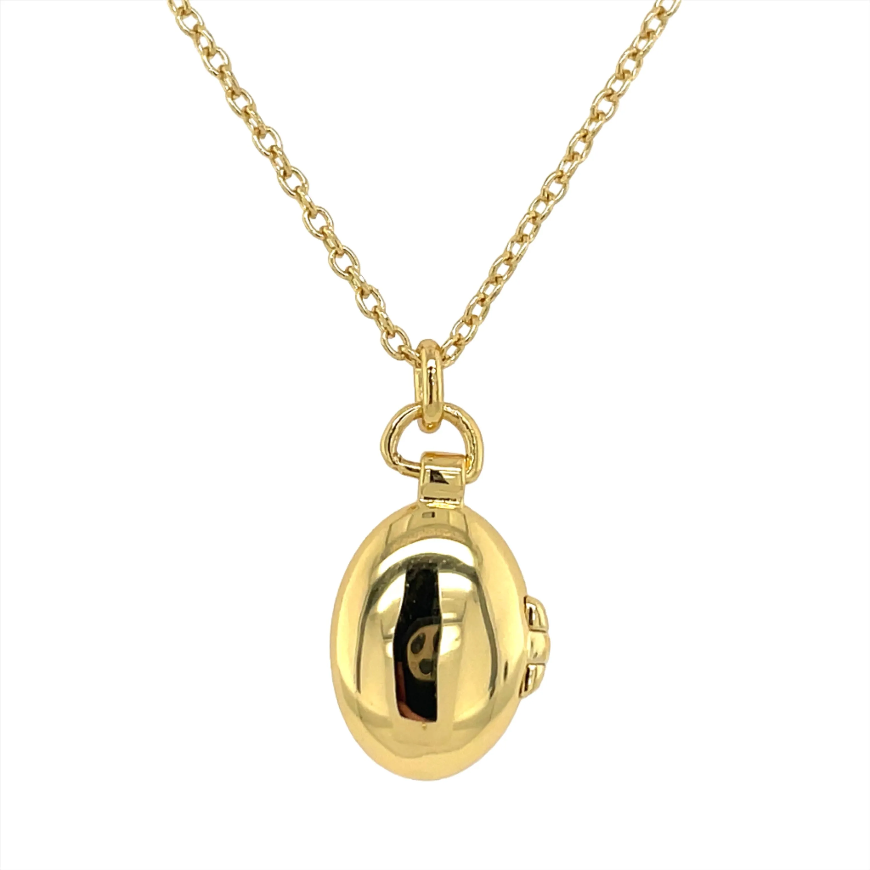 Golden Oval Locket With Cz Centre