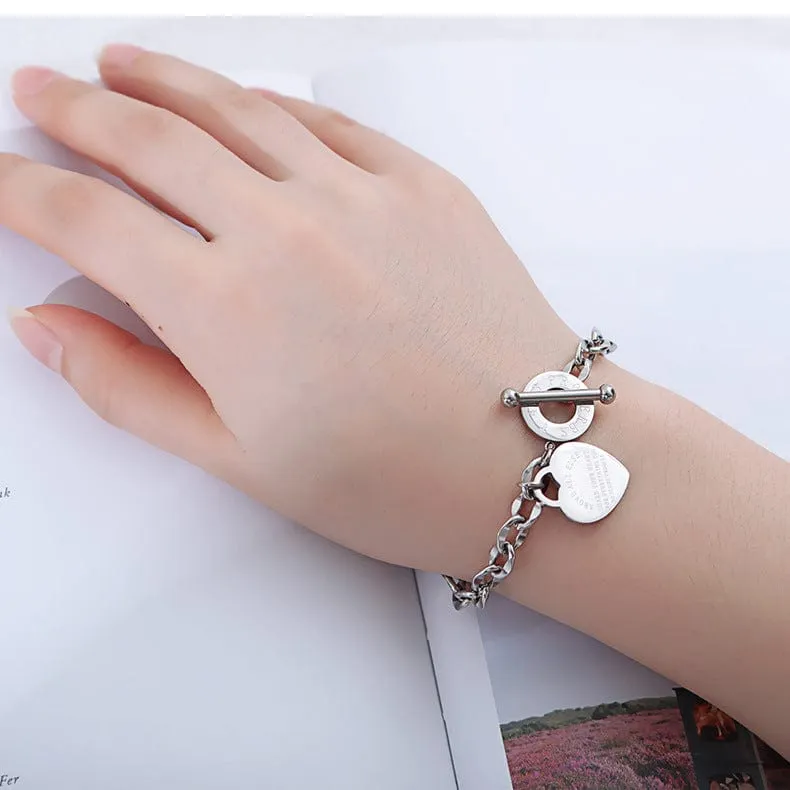 Guard Your Heart Christian Bracelet Proverbs 4:23 Stainless Steel Rose Yellow or White Gold Plated