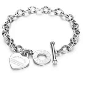 Guard Your Heart Christian Bracelet Proverbs 4:23 Stainless Steel Rose Yellow or White Gold Plated