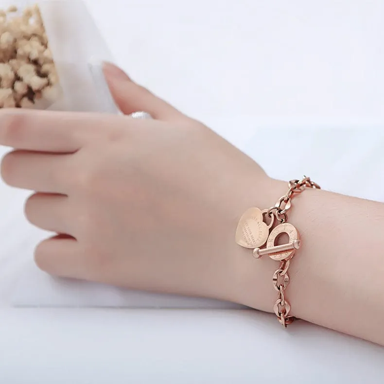 Guard Your Heart Christian Bracelet Proverbs 4:23 Stainless Steel Rose Yellow or White Gold Plated