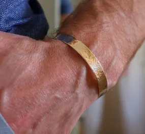 Hammered Gold Cuff Bracelet for men - Anniversary Gift for Him