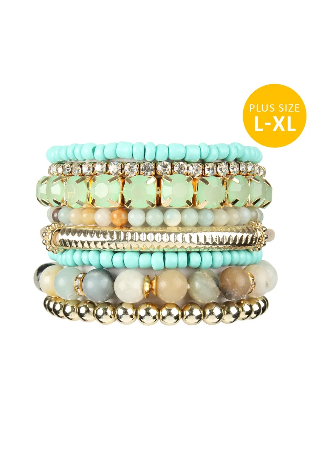 Hdb2269 - Plus Size Stackable Beads Bracelet Set