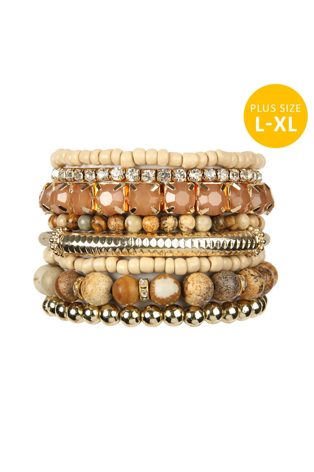 Hdb2269 - Plus Size Stackable Beads Bracelet Set