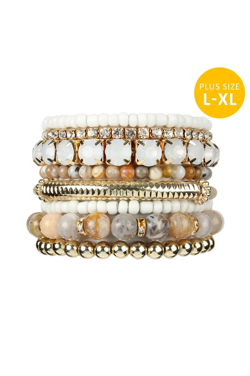Hdb2269 - Plus Size Stackable Beads Bracelet Set