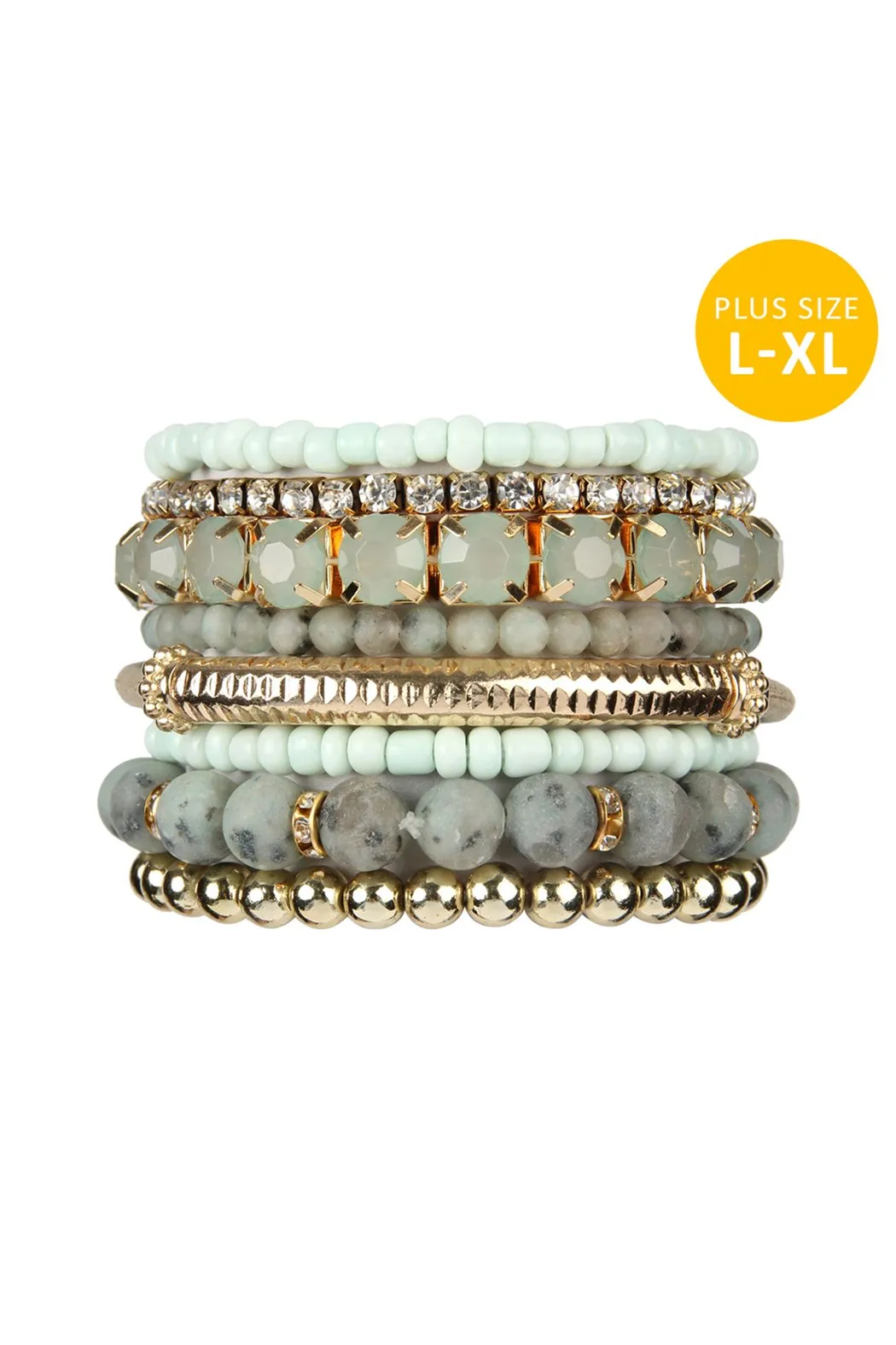Hdb2269 - Plus Size Stackable Beads Bracelet Set
