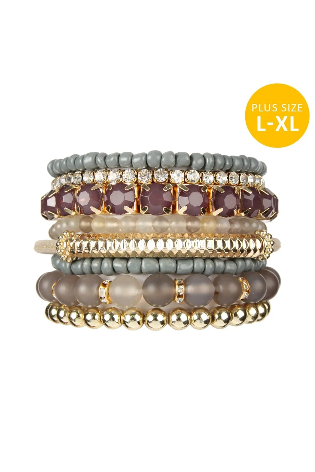 Hdb2269 - Plus Size Stackable Beads Bracelet Set