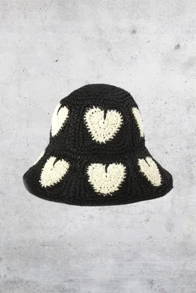 Heart Felt Crochet Hat Black
