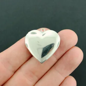 Heart Locket Antique Silver Tone Stainless Steel Charm 3D - MT510