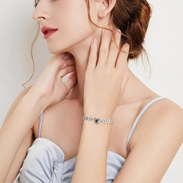 Heart Projection Ladies Bracelet - Personalized Photo Text Customized Collection Jewelry