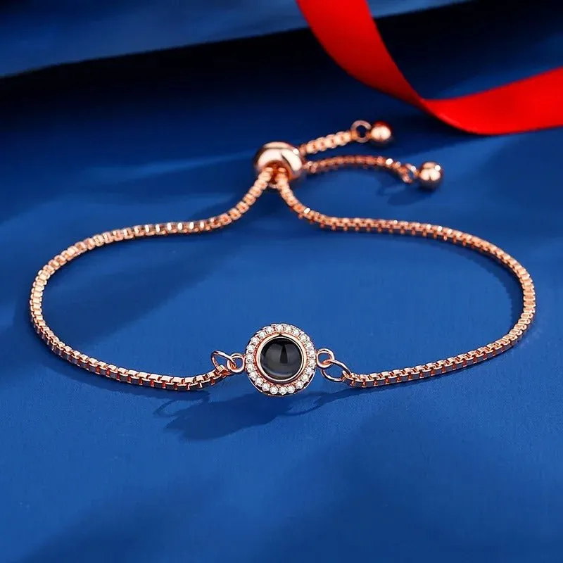 Heart Projection Ladies Bracelet - Personalized Photo Text Customized Collection Jewelry