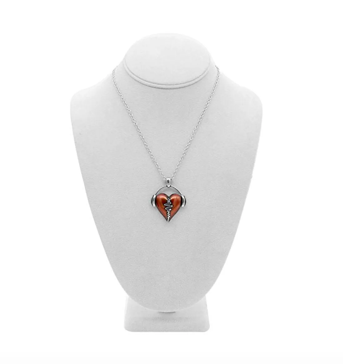 I Love Music Headphone Heart Music Necklace Musical Chain Music Heartbeat Music Love Stainless Steel 19in.