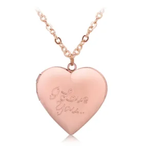 I Love You Rose Gold Heart Locket Necklace For Woman