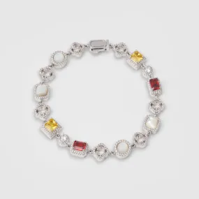 Iced Gemstone Bracelet (Silver)
