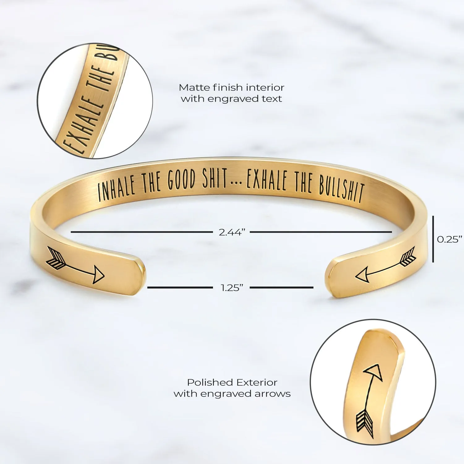 Inhale The Good Shit...Exhale The Bullshit Personalizable Cuff Bracelet