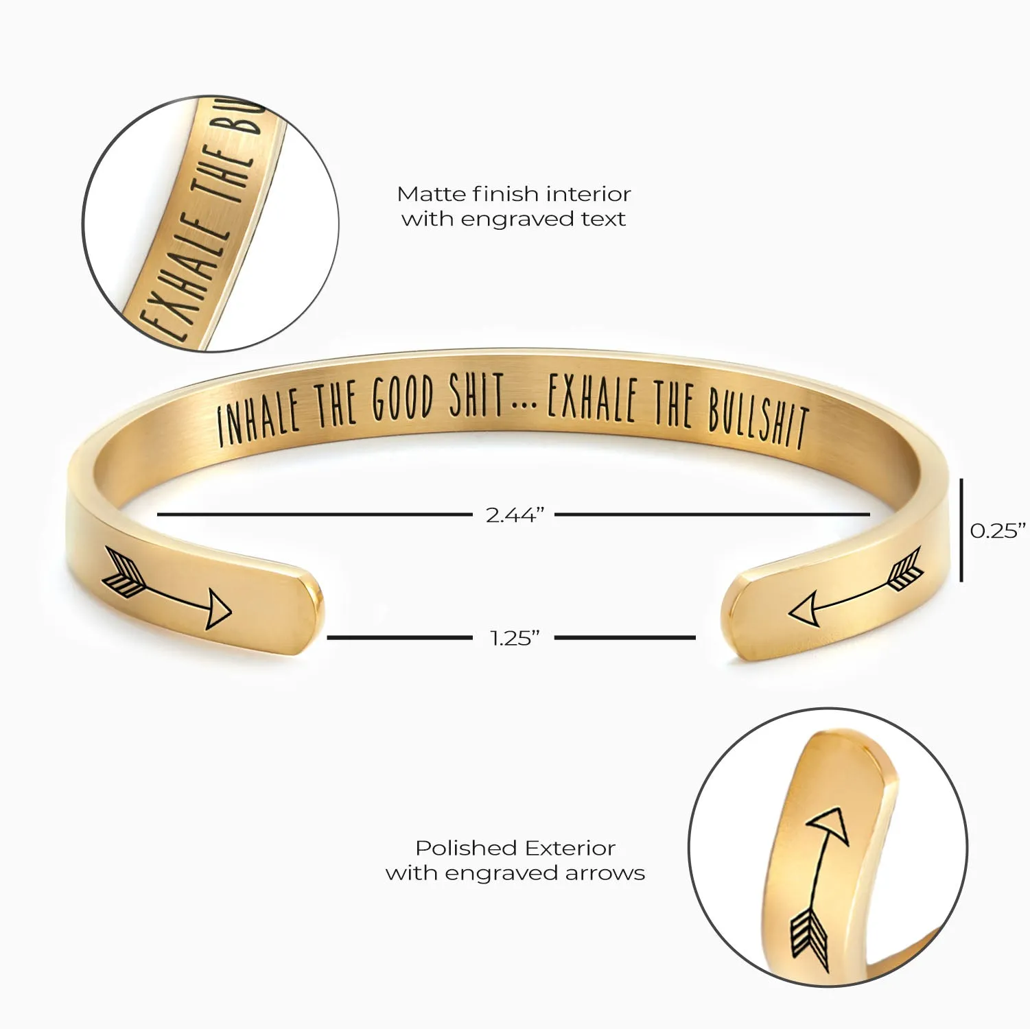 Inhale The Good Shit...Exhale The Bullshit Personalizable Cuff Bracelet