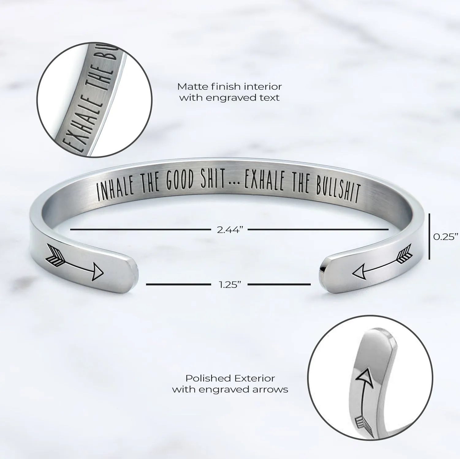 Inhale The Good Shit...Exhale The Bullshit Personalizable Cuff Bracelet