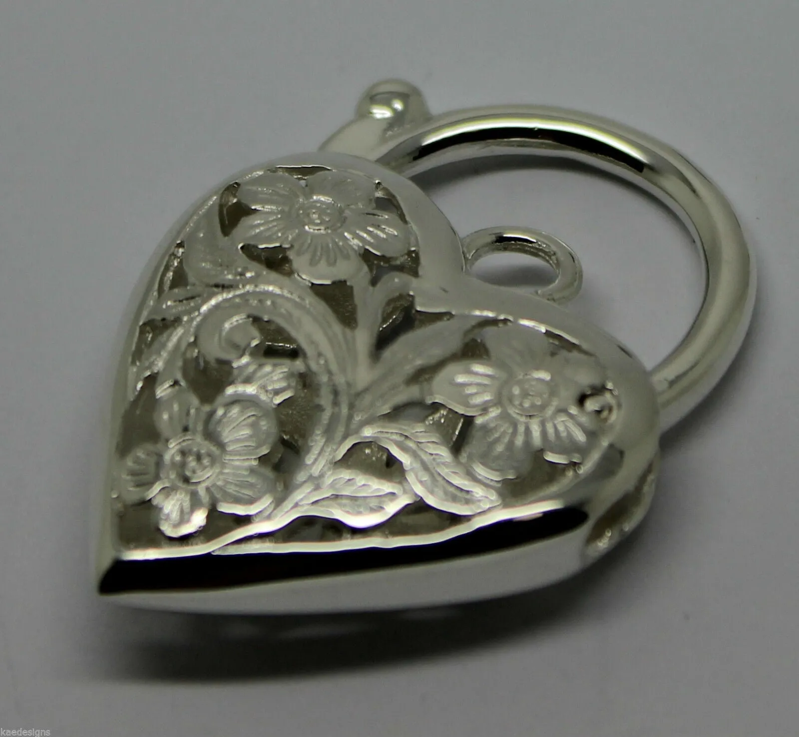 Kaedesigns New Sterling Silver Largest Heavy Large Heart Locket Padlock Filigree
