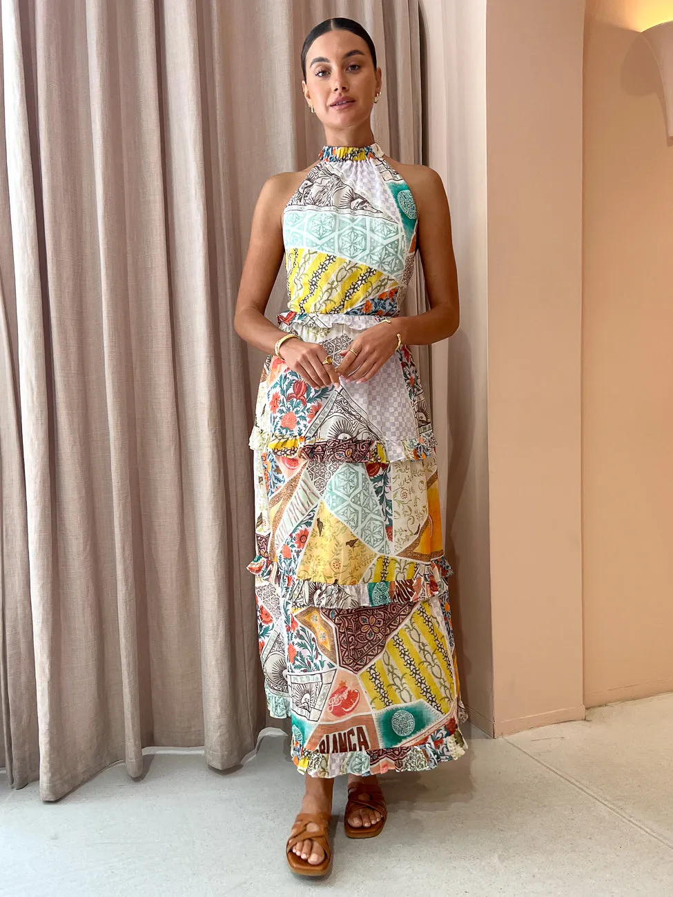 Kate Ford Zellejie Long Layered Dress in Multi