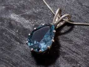 Large Aquamarine Pendant - Blue Teardrop Necklace - Statement Necklace