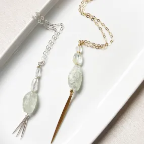 Luxe Aquamarine Statement Pendant Necklace in Gold or Silver
