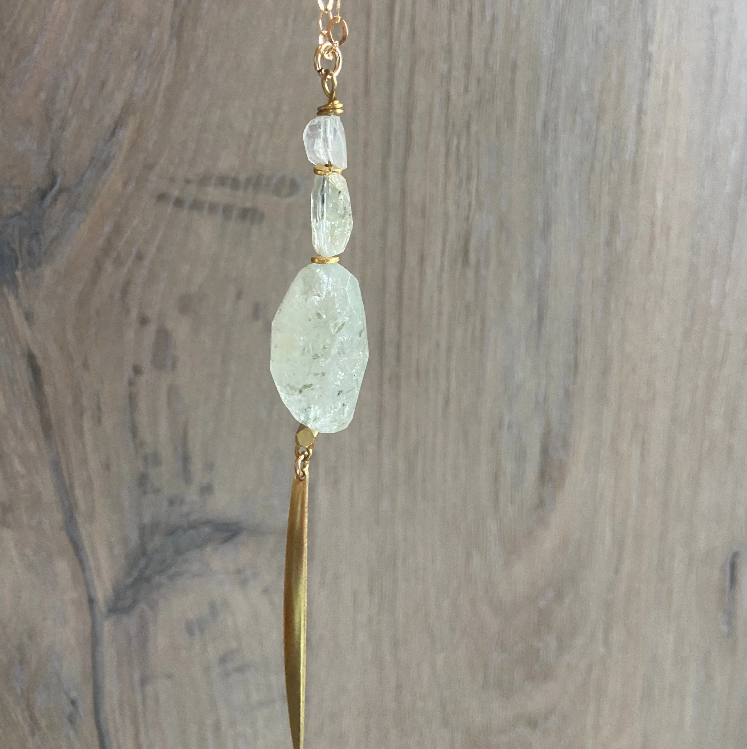Luxe Aquamarine Statement Pendant Necklace in Gold or Silver