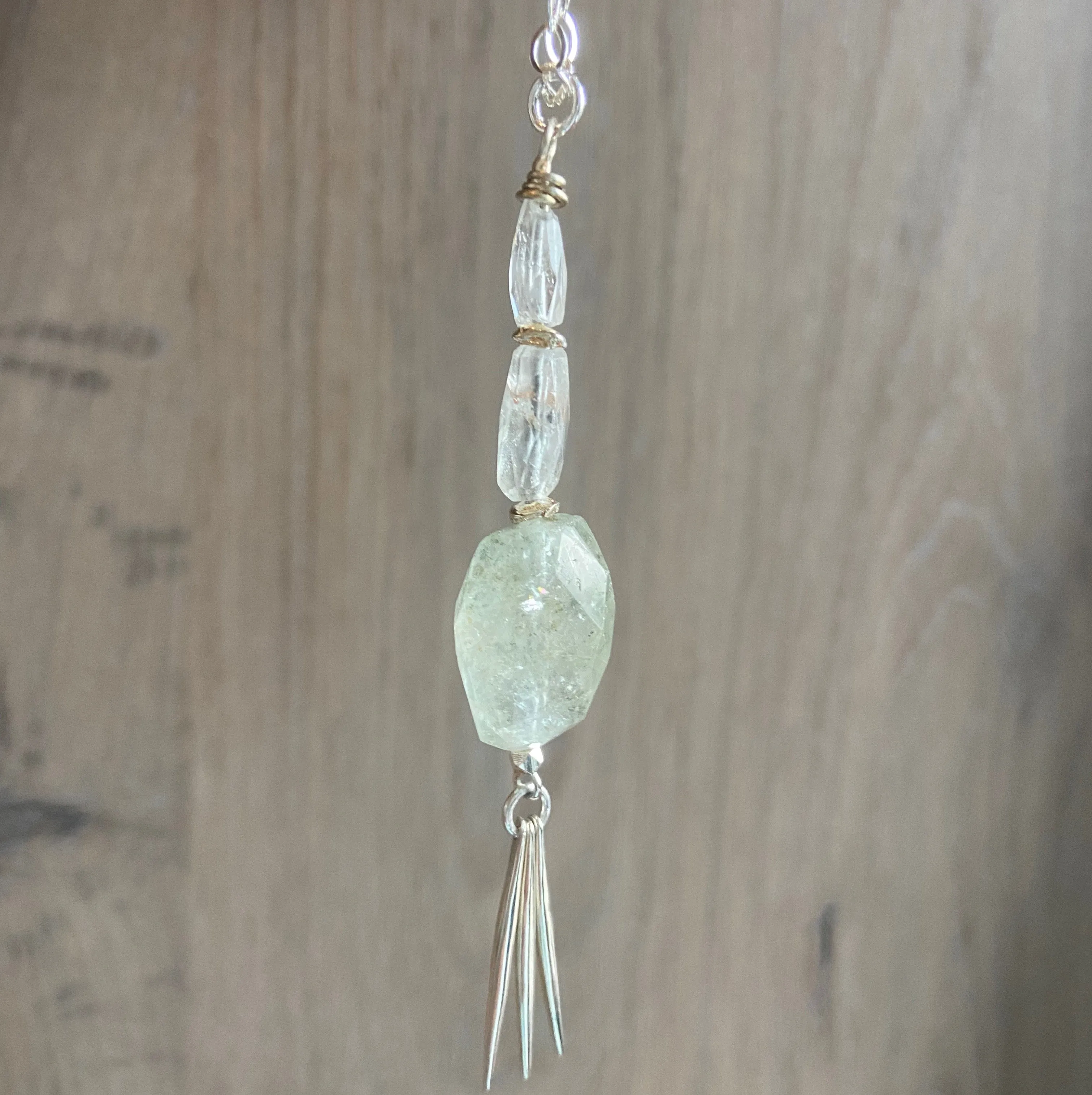 Luxe Aquamarine Statement Pendant Necklace in Gold or Silver