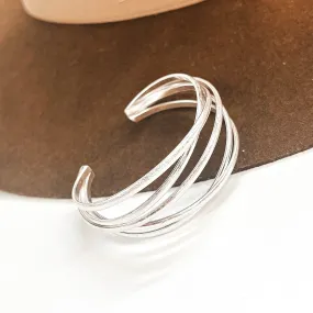 Made In The Shade Interwined Metal Cuff Bracelet in Silver Tone