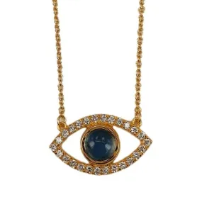 Marika Diamond & AquaMrine 14k Gold Eye Necklace - M8906