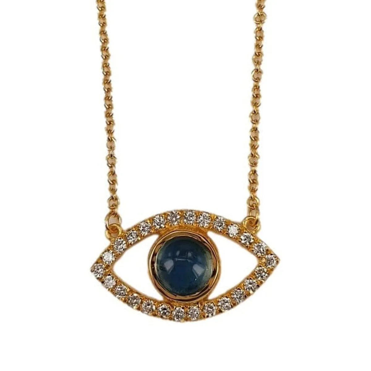 Marika Diamond & AquaMrine 14k Gold Eye Necklace - M8906