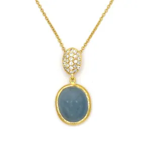 Marika Diamond, AquaMrine & 14k Gold Necklace - M6935