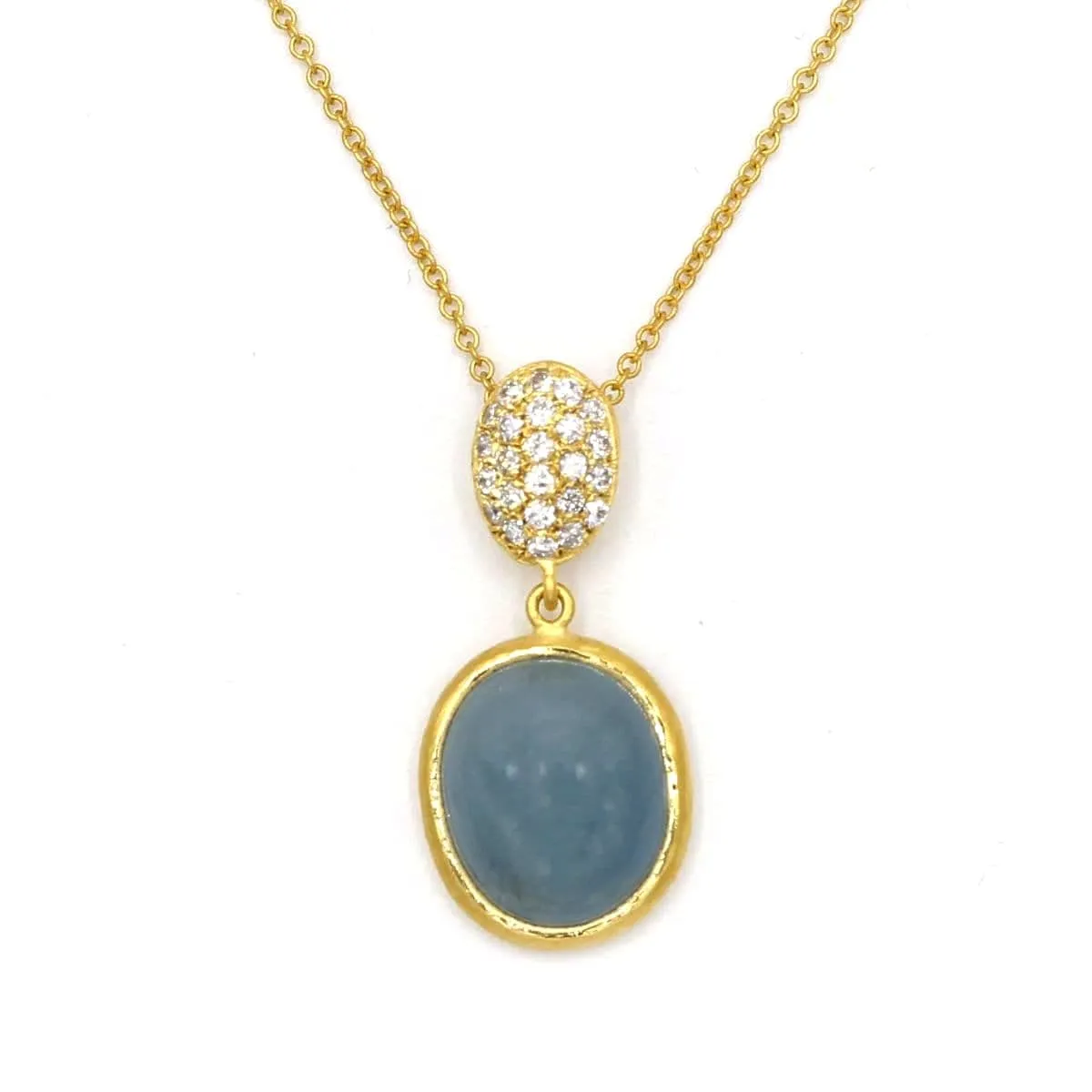 Marika Diamond, AquaMrine & 14k Gold Necklace - M6935