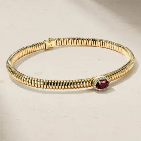 Mark Henry 18k Yellow Gold Ruby and Diamond Flex Bangle