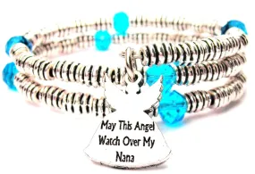 May This Angel Watch Over My Nana Curly Coil Wrap Style Bangle Bracelet