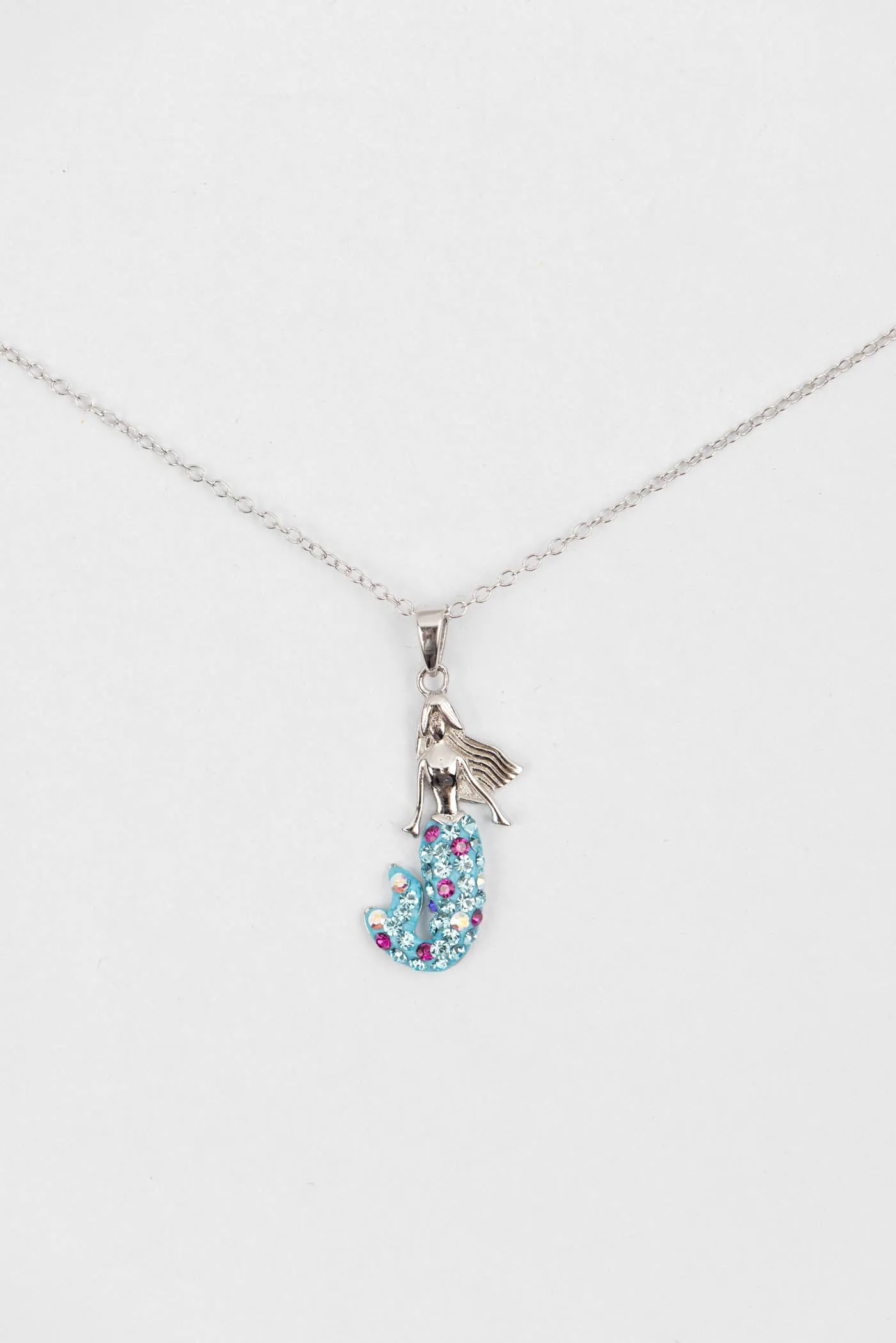 Mermaid Crystal Sterling Silver Necklace