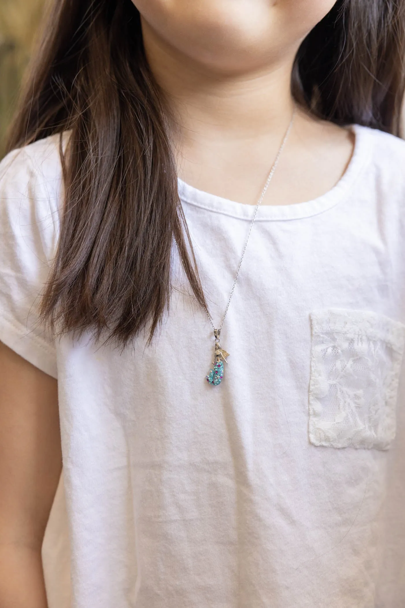 Mermaid Crystal Sterling Silver Necklace