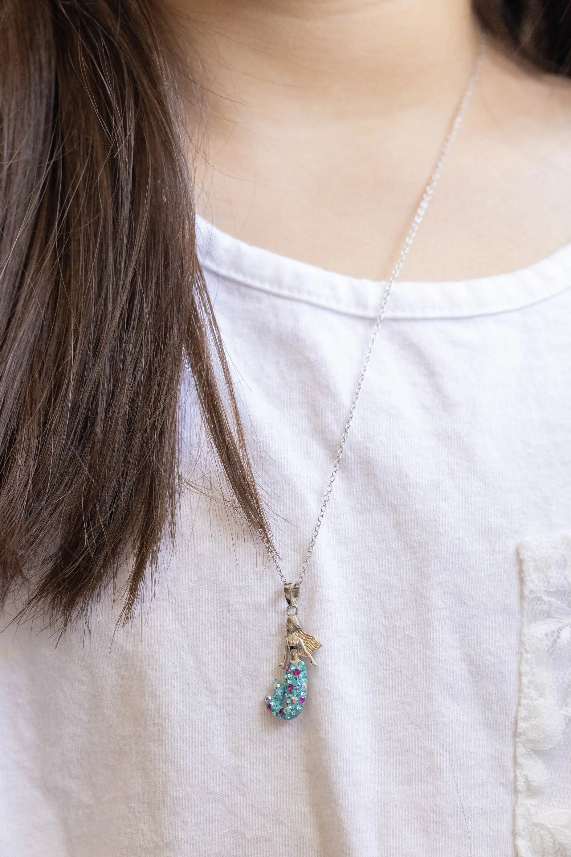 Mermaid Crystal Sterling Silver Necklace