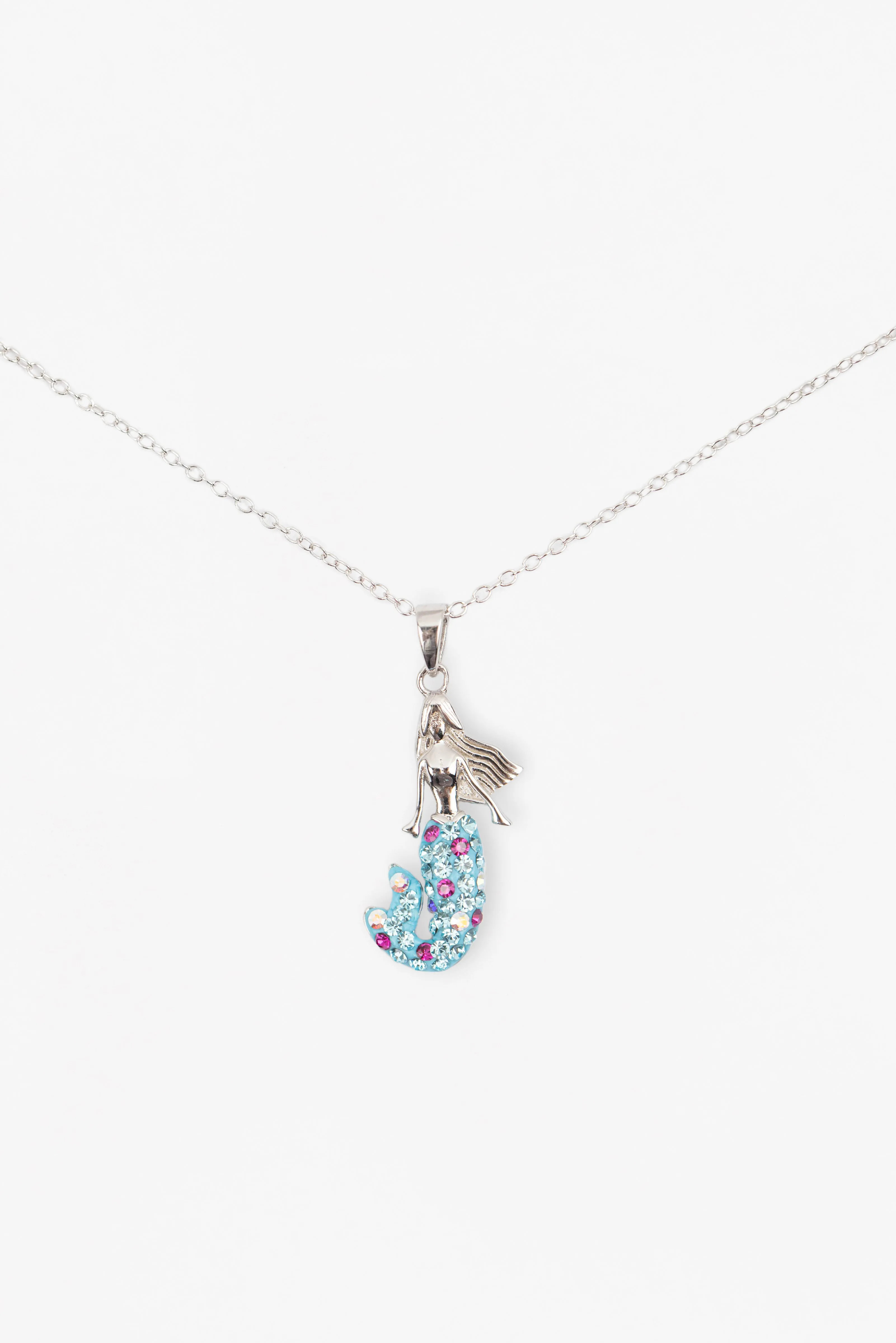 Mermaid Crystal Sterling Silver Necklace