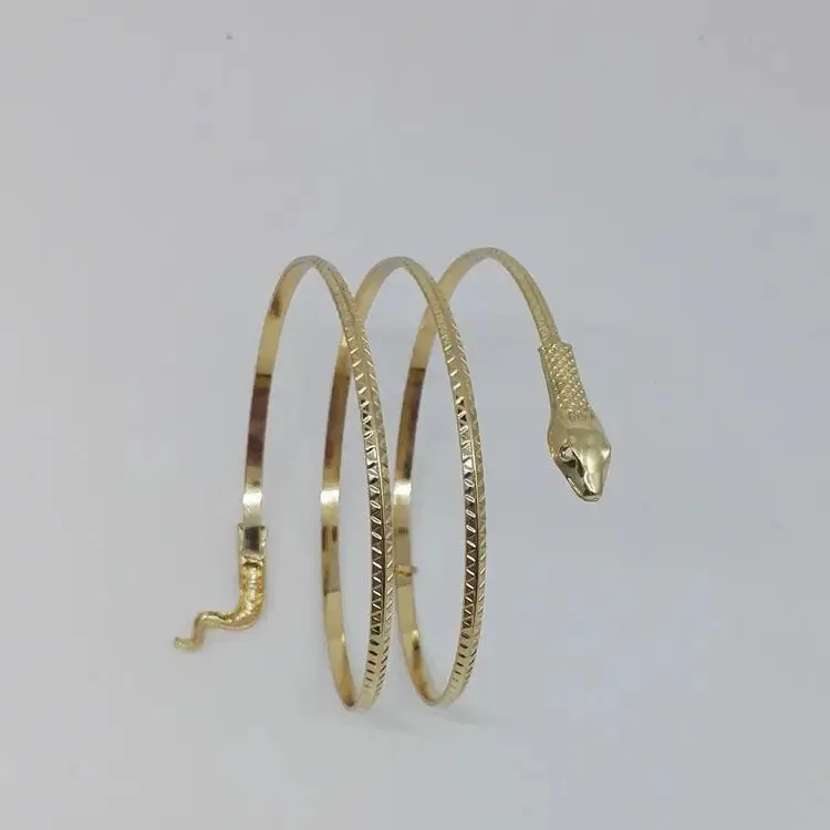 Metal Snake Bracelet with Sparkling Diamonds for Women