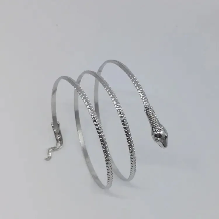 Metal Snake Bracelet with Sparkling Diamonds for Women