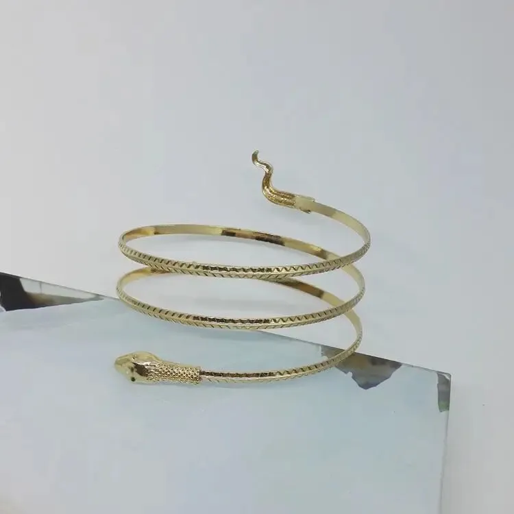 Metal Snake Bracelet with Sparkling Diamonds for Women