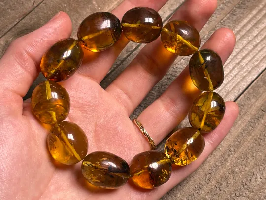 Mexican AMBER Crystal Bracelet - Beaded Bracelet, Handmade Jewelry, Healing Crystals and Stones, 48459