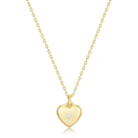 Mini Heart Locket Necklace With Cz